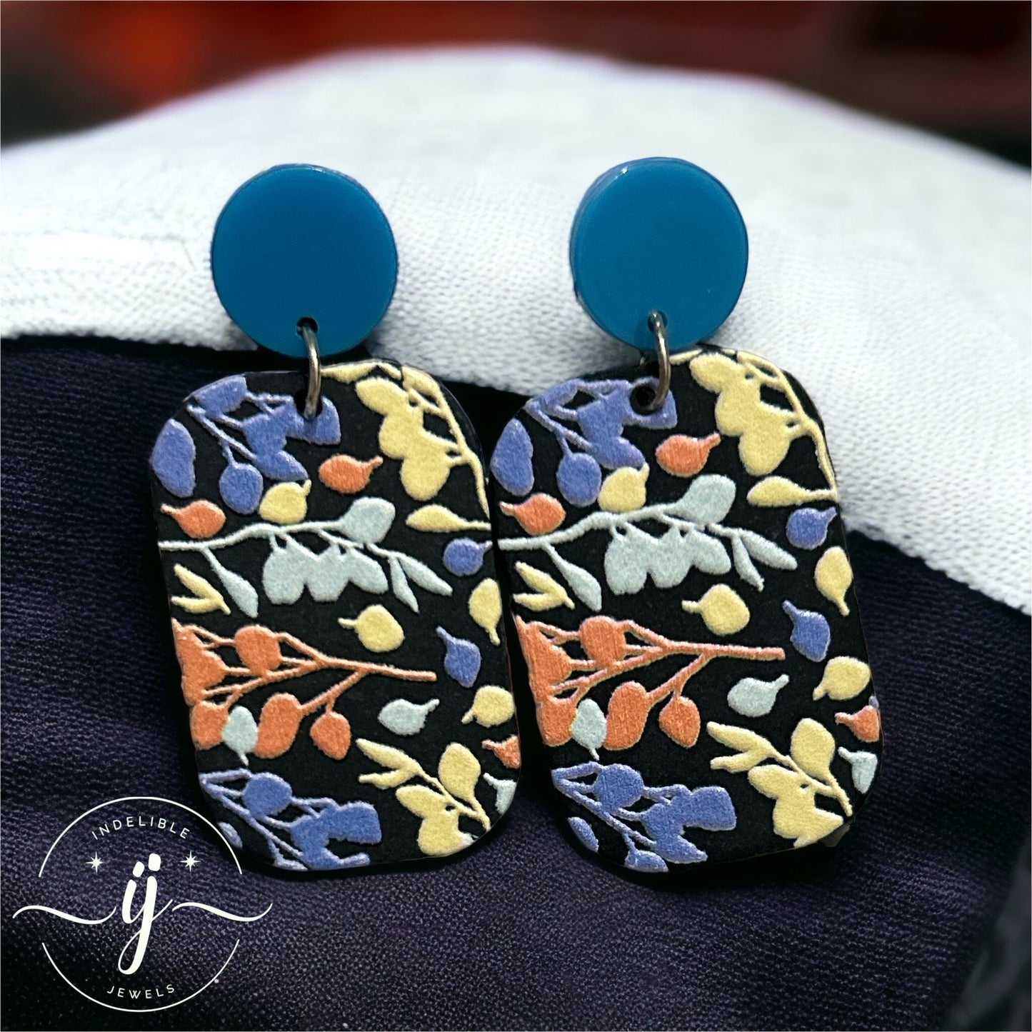 Blue Abstract Acrylic Earrings